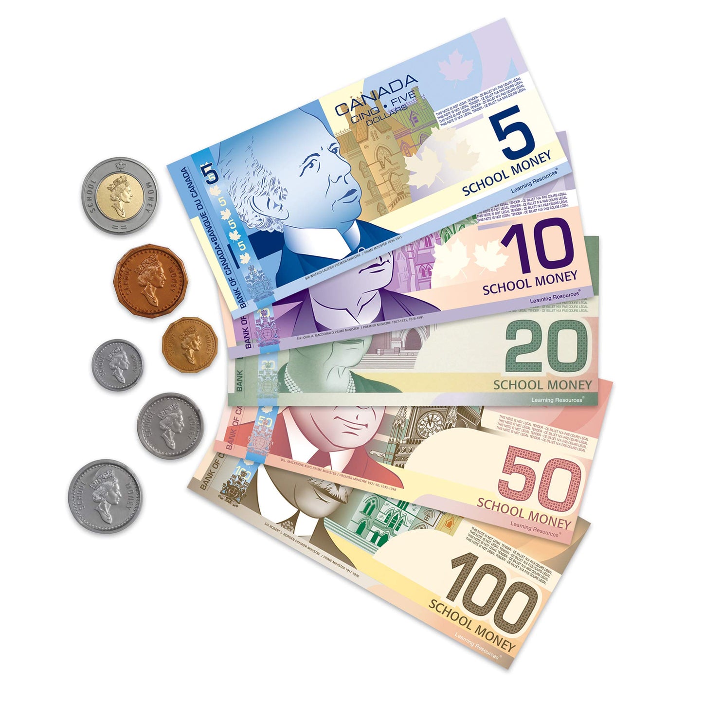 Learning Resources Canadian Currency X-Change Activity Set - Money for Learning, Pretend Play Money Set for Kids, Pretend Dollar Bills, Toy Coins, Canadian Play Cash