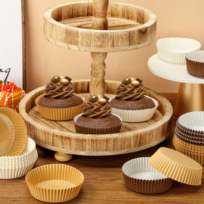 Uiifan Disposable Round Cupcake Liners Paper Baking Cups Wrappers Cupcake Paper Microwave Oven Safe Bakeware Mold for Snacks Cakes(3 Colors,150 Pack)