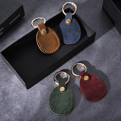 LZHRISING 4 Pack Genuine Leather Apple Airtag Holder, Air Tag Case Gps Tracker, Airtag Keychain Accessories, Gps Case with Key Ring for Key Chain,Wallet,Luggage,Cat,Dog,Pets