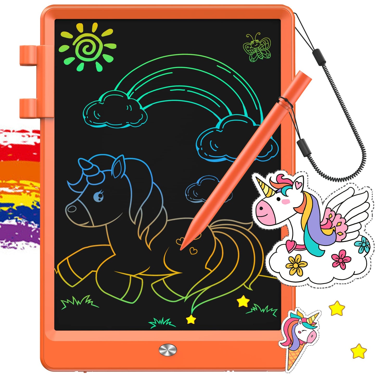 FLUESTON LCD Writing Tablet, Doodle Board Toys Gifts for 3-8 Year Old Girls Boys, 10 Inch Colorful Electronic Board Drawing Pad for Kids, Christmas Birthday Gifts for Toddler Learning Travel