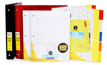 School Supply Boxes | Ultimate High School & College Bundle (1 Box) | Back to School Essentials Kit for Students & Teachers | Includes 1" Binders, College-Ruled Notebooks, Mechanical Pencils, & More