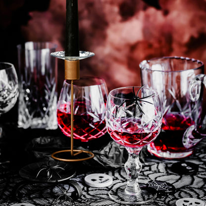VGEUNA 4 Pieces Patterned Glass Bobeches for Candlestick Holder, Halloween Spider Web Design, Candle Drip Protector Guard, Wax Catcher Ring Accessories (Spider Web)