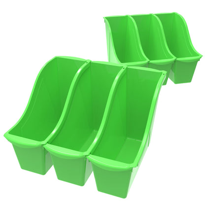 Storex Small Book Bin – Interlocking Plastic Organizer for Home, Office and Classroom, Green, 6-Pack (71111C06C)