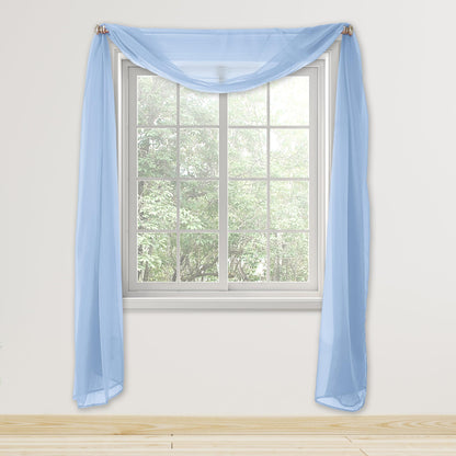 Elegant Comfort Lightweight Sheer Voile Window Scarf Valance - 216 Inch Long - 1 Panel Sheer Curtain for Living Room, Event Decor, Bedroom, (1 Piece) 55" X 216'' Long, Light Blue