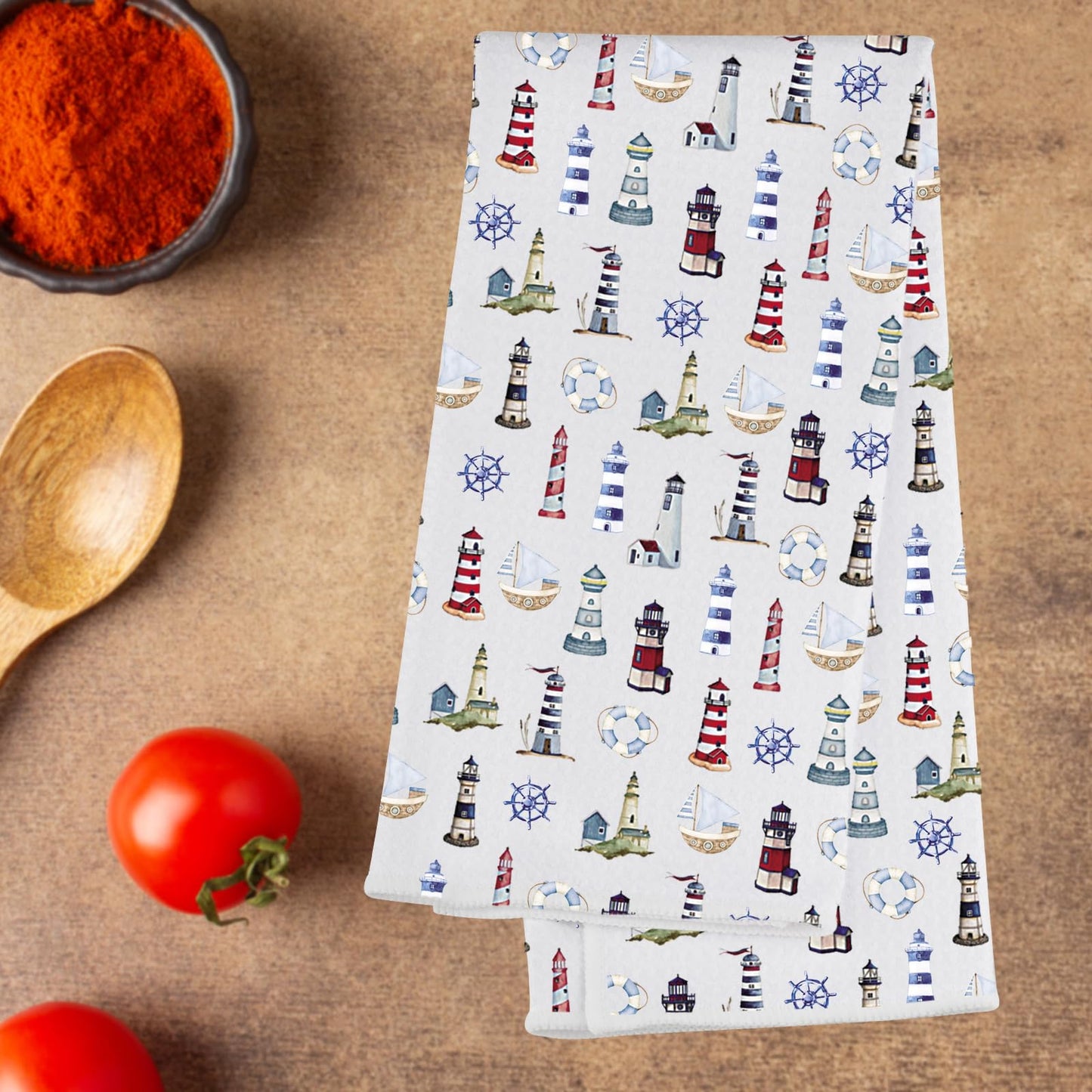 G2TUP Lighthouse Kitchen Towel Lighthouse Anchor Towels Lighthouses Housewarming Gift Beacon Hand Towels (Lighthouses-kt)