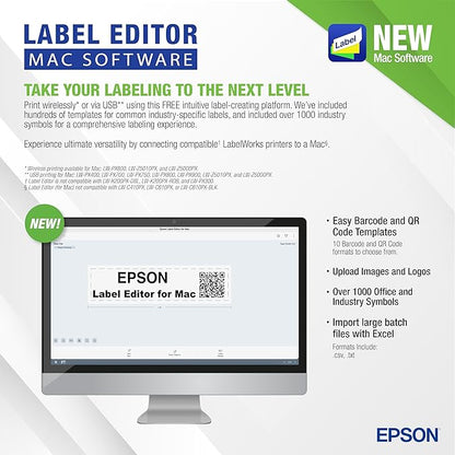 LABELWORKS Epson LW-Z5000PX Industrial Label Maker - Complete Printer Kit with Accessories, PX 147' Bulk Label Rolls, Desktop Printer