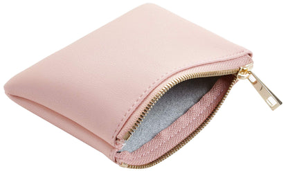 Chelmon Vegan Leather Coin Purse Pouch Change Purse With Zipper For Men Women (Pink Lotus)
