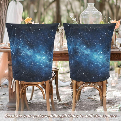 Tatenale Chair Covers for Dining Chairs Set of 2 Dining Room Chair Back Cover Parsons Slipcover Seat Protector Party Halloween Christmas Decorations Blue Star26
