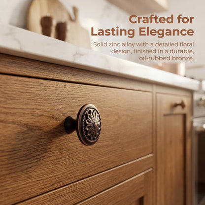 Xlroaafs 12 Pack Oil Rubbed Bronze Cabinet Knobs, Bronze Kitchen Cabinet Knobs for Cabinets and Drawers,1-2/5" Round Antique Bronze Bifold Closet Door Knobs Vintage Drawer Knobs
