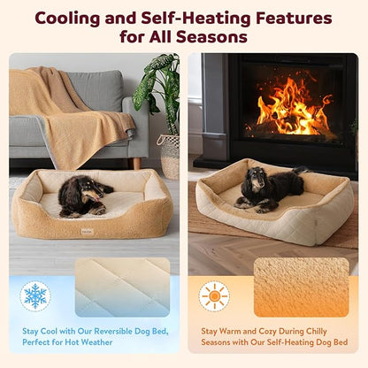 Cooling Orthopedic Dog Bed for Extra Large Dogs - Memory Foam for Joint Pain & Arthritis, XL Pet Bed w/Washable Removable Cover & Waterproof Liner, XXL Dog Sofa w/Raised Bolster & Non-Slip Base