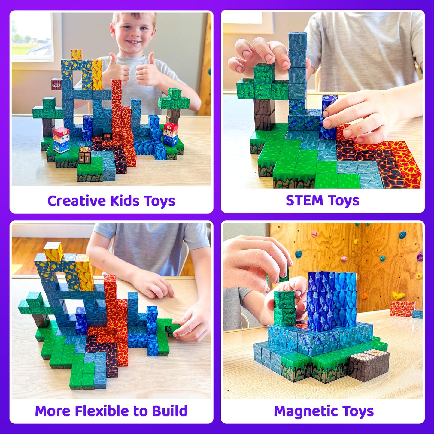 Toyvimo Magnetic Blocks 100PCS Kids Toys Magnetic Building Blocks Build Mine Magnet World Craft Cubes Boys Toys Ages 3-5 4-6 5-7 6-8, 3-12 Year Old Boy Birthday Gifts