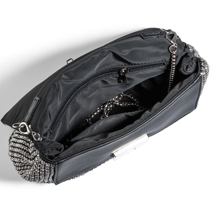 SARA DESIGNS Luxury Crystal Rhinestone Envelope Clutch Bag - Sparkly Silver Evening Purse for Weddings, Galas, and Formal Events - Designer Sparkle Pouch with Detachable Chain