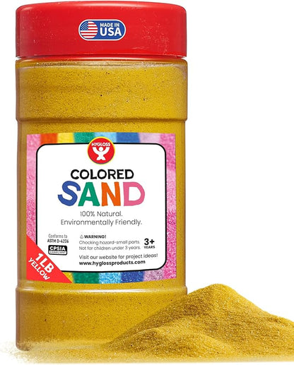 Hygloss Colored Sand for Crafts – 1 lb Bottle, Yellow – Vibrant Colorful Fine Sensory Play Sand Art Kits for Kids – Classroom Activities for Children 3 4 5 6 7 8 9 10 11 12 – Safe for Ages 3+