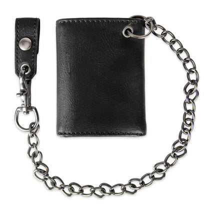 Levi's Men's Trifold Wallet - Sleek and Slim Includes ID Window and Credit Card Holder,Black with Chain