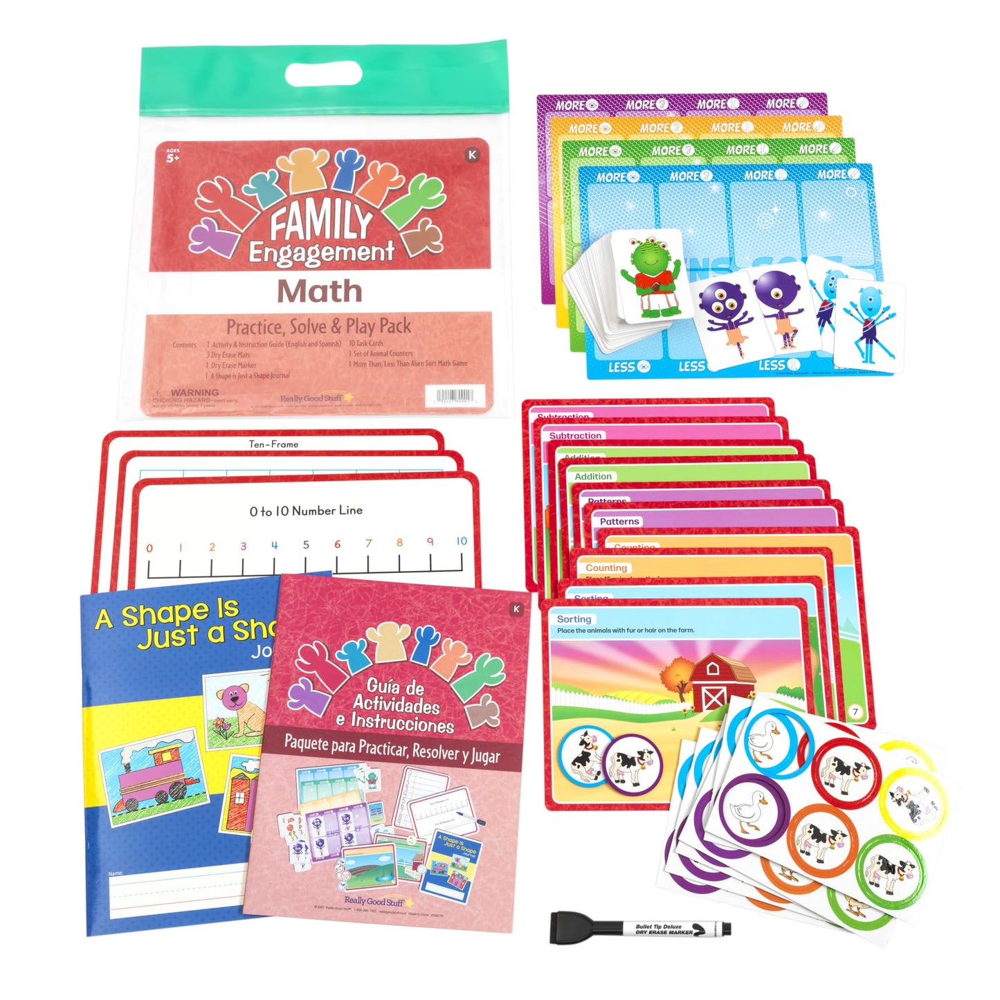 Really Good Stuff Family Engagement Math – Practice, Solve & Play Pack - Kindergarten