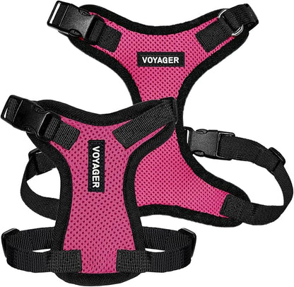 Voyager Step-in Pet Harness - All Weather Mesh, Adjustable Step in Harness for Cats and Dogs by Best Pet Supplies - Fuchsia/Black Trim, S