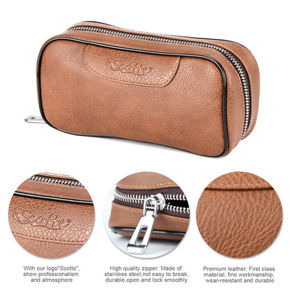 Scotte PU Leather Tobacco Smoking Wood Pipe Pouch case/Bag for 2 Tobacco Pipe and Other Accessories(Does not Include Pipes and Accessories)