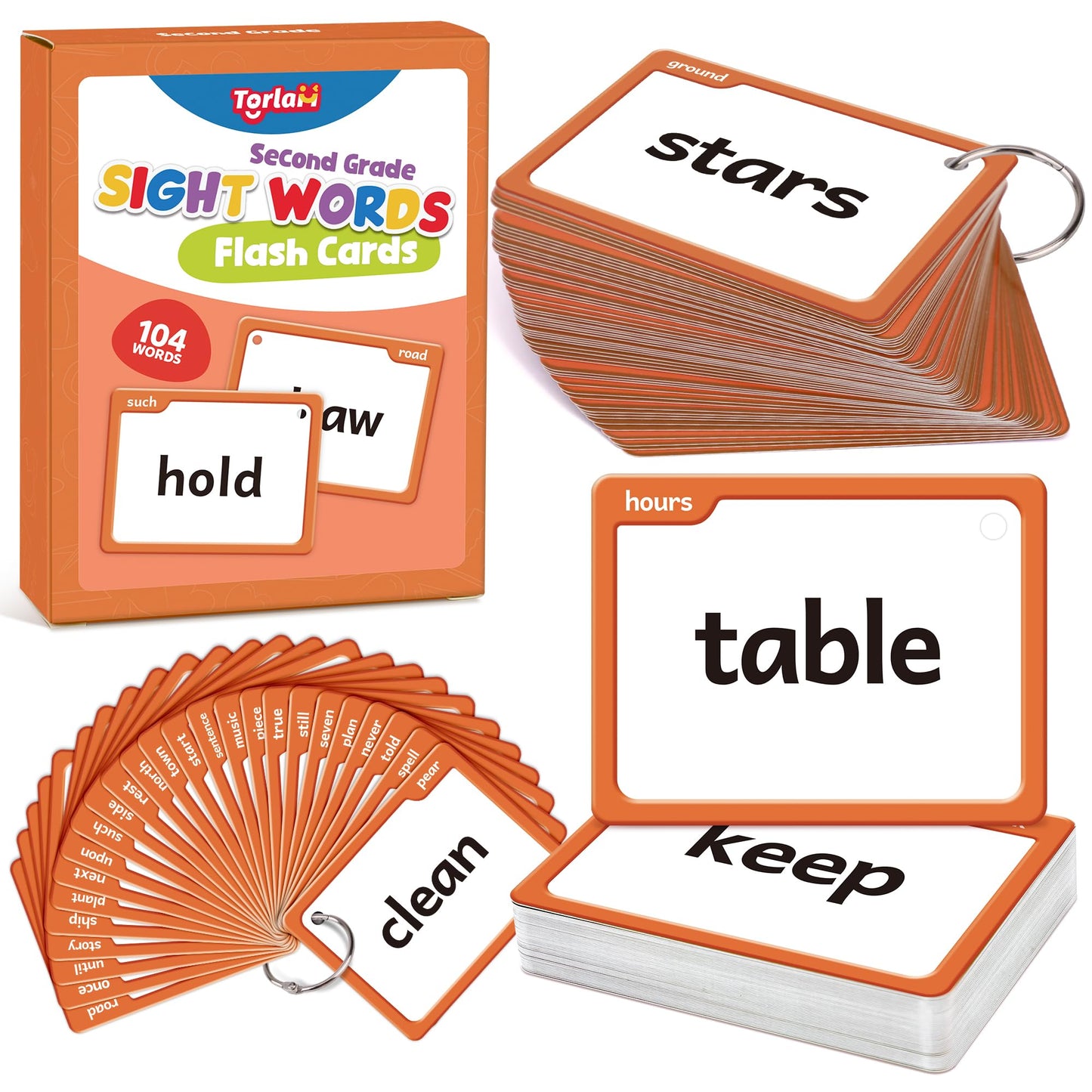Torlam Sight Words Flash Cards for Kids 2nd Grade,Learn to Read Digraphs CVC Blends Long Vowel Sounds Spelling Reading Phonics Games for 7-8 Years, Site Words Classroom Homeschool