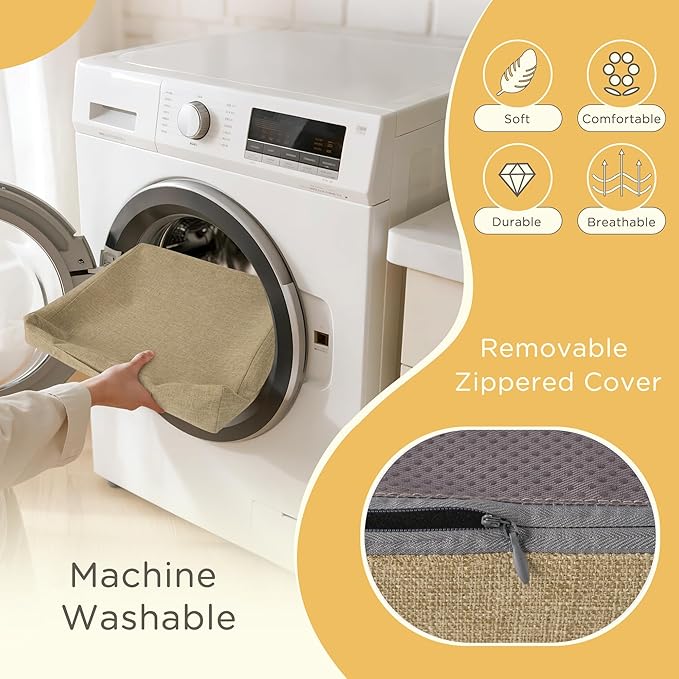Recliner Cushions for Elderly 20x20x4 Inch Thick Large Recliner Seat Cushion with a Handle Square Non Slip Chair Pads with Washable Cover for Couch Armchair Chairs Beige