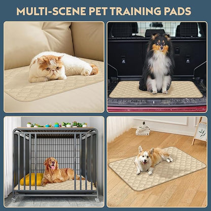 FunFurry Washable Pee Pads for Dogs - 2 Pack Reusable Waterproof Puppy Training Pads, Super Absorbent with Dog Paw Shape Non-Slip Backing (Cream, 41" X 41" - 2 Pack)