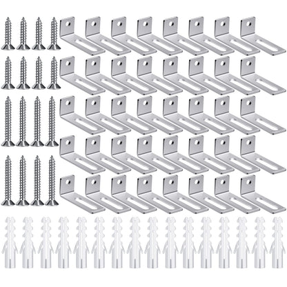 Oudain 40 Set Wall Brackets Whiteboard Mounting Hardware Wall Installation Hardware Kit Whiteboard Mounting Brackets Include Hanger Supports, Screws, Expansion Tube for Hanging Office Supplies