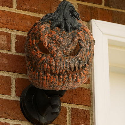 QSLWcos Pumpkin Light Covers 2 Pcs Halloween Porch Light Covers Scary Pumpkin Porch Lights Decorations for Outdoor Front Door