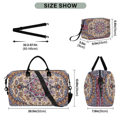 Aflyko Travel Duffel Persian Carpet Tribal Mandala Sport Tote Gym Weekender Overnight for Men Women Flight Approved Carry On Fitness Dance Go-To Daily, Medium