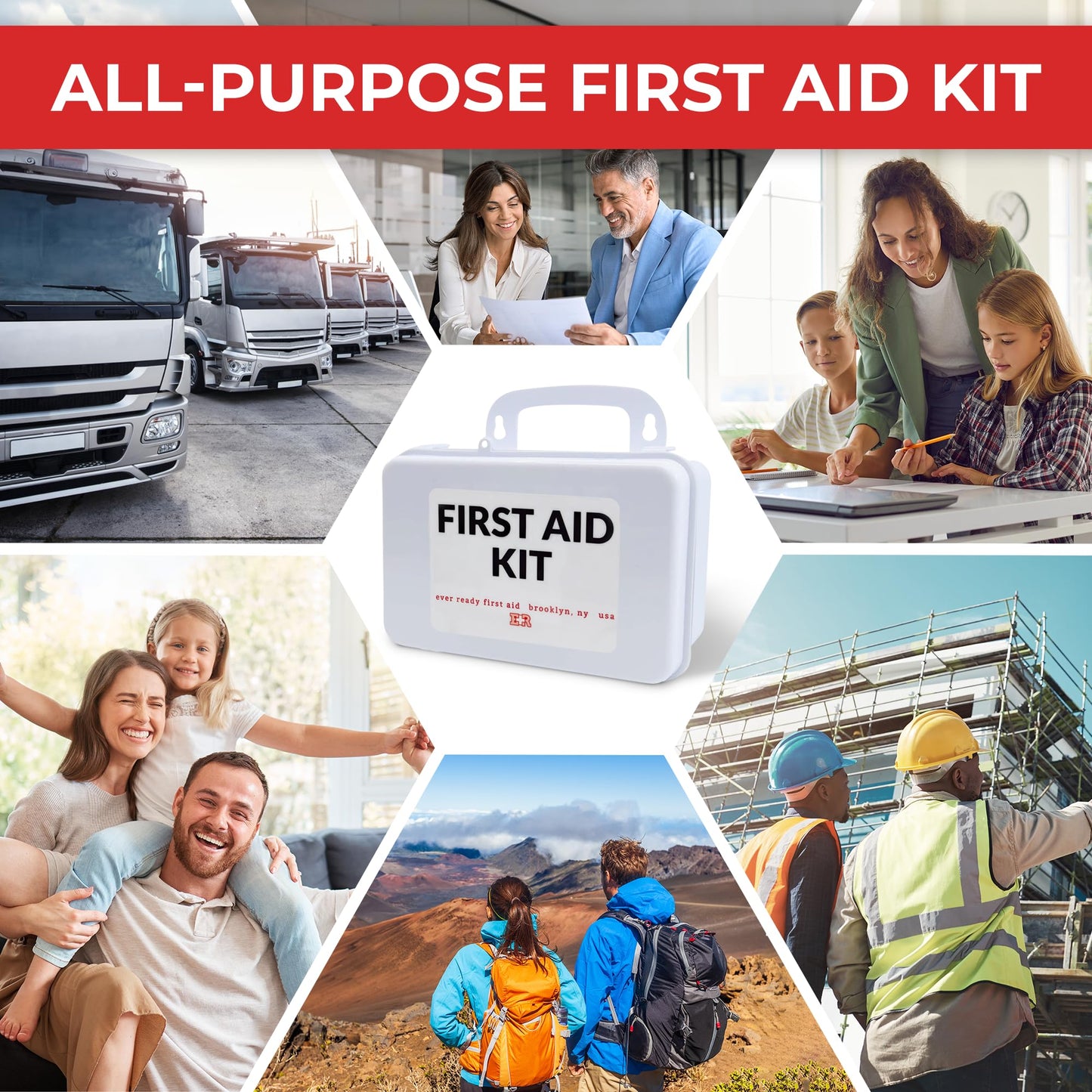 10 Person First Aid Kit - OSHA and ANSI Class A Compliant, Fully stocked Emergency Kit for Home, Office or Construction site