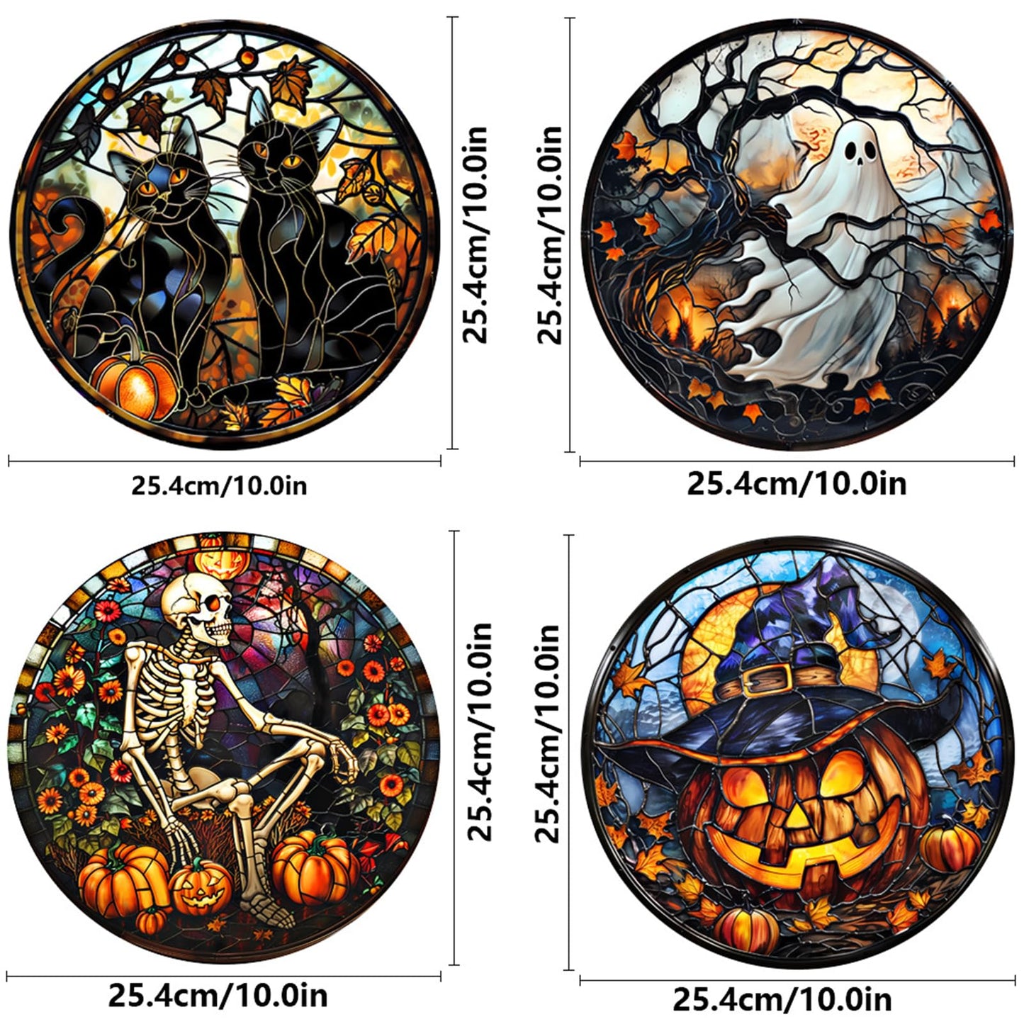 WBQMUNY 4 Styles Halloween Window Stickers,Black Cat Bat Pumpkin Witch Window Clings Decals for Halloween Party Decoration Glass Window Indoor and Outdoor Home Decor (SMJD058)