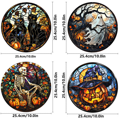 WBQMUNY 4 Styles Halloween Window Stickers,Black Cat Bat Pumpkin Witch Window Clings Decals for Halloween Party Decoration Glass Window Indoor and Outdoor Home Decor (SMJD058)