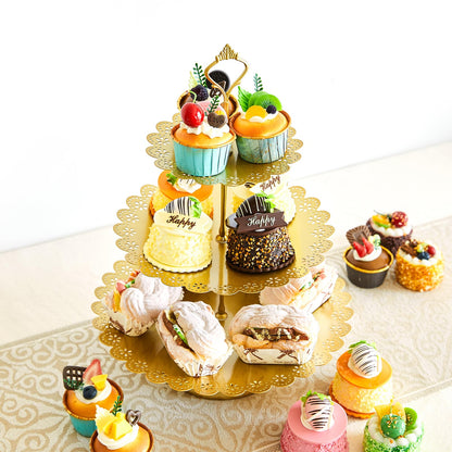 11 Pcs Gold Cake Stand Set for Wedding, Dessert Table Display Set for Birthday, Metal Square Serving Trays for Candy, Cupcake Pop Stand Holder Tower with Round Base for Celebration, The Platters for Party