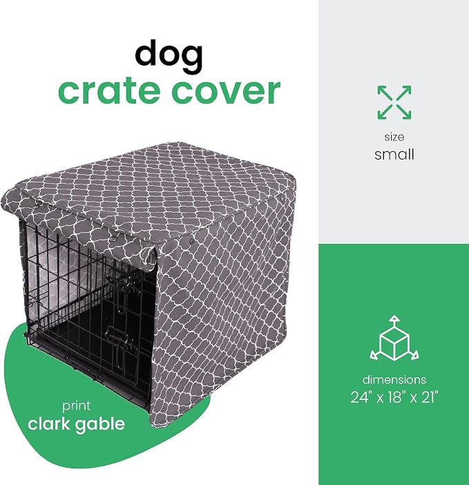 Molly Mutt Clark Gable Dog Crate Cover, 100% Cotton Canvas Cover with 2 Roll-Up Panels, Ideal for Dog or Cat Crate, Durable, Washable, and Free of Harmful Chemicals, 24" x 18" x 21"
