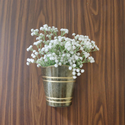 Hosley Set of 2 Zinc Finish Wall Planter with PVC Linner 6.25" L x 4" W x 10" H, Ideal Gift for Floral ArrangementsWedding Home Office Party DIY Indoor Outdoor Garden Patio