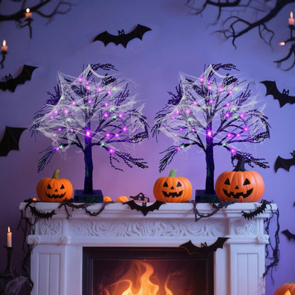 Happy Trees 2 Pcs Halloween Black Spooky Tree,18"