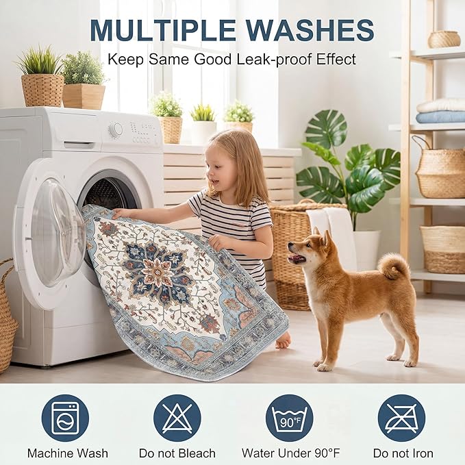 Washable Pee Pads for Dogs,Great Urine Absorbent Reusable Puppy Training Pads,Waterproof,Leak-Proof & Non-Slip Potty Pads for Whelping,Crate,Playpen,Bed.(Green Floral Flat,31"x36")
