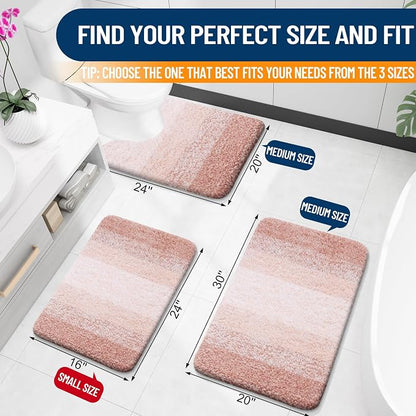 OLANLY Large Bathroom Rugs Mat 40x24, Extra Soft Absorbent Microfiber Bath Rugs, Rubber Backing, Quick Dry, Machine Washable Bath Mats for Bathroom Floor, Tub and Shower, Home Decor Accessories, Peach