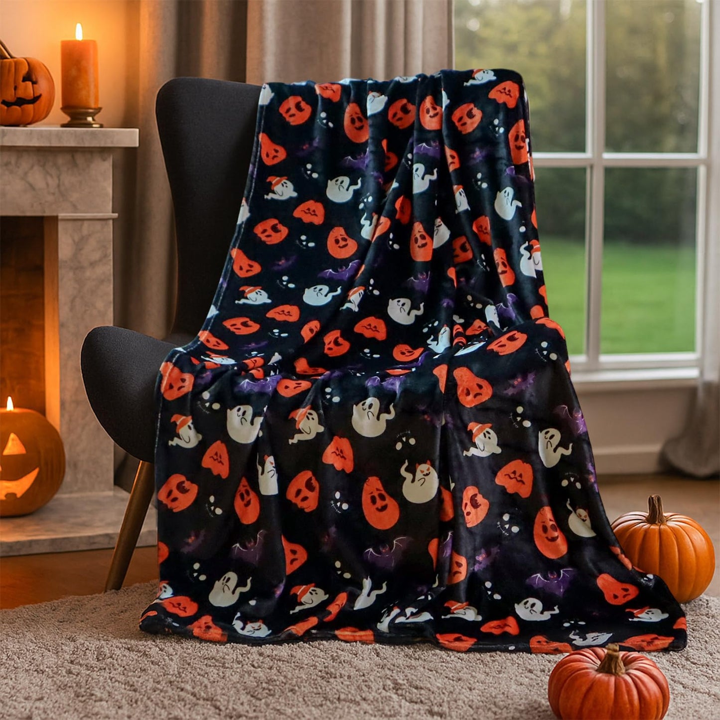 HITIME Cozy Blanket Printed Throw Halloween Collection - 300 GSM Fleece Blanket for Home Decoration, Ultra Soft Microfiber (Throw - 50" x 60") - G