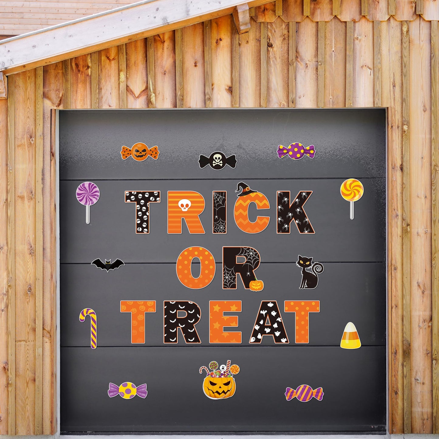 H1vojoxo 24PCS Halloween Garage Door Decorations Magnets Trick Or Treat Halloween Car Garage Magnets Sticker Pumpkin Candy Bats Cat Refrigerator Mailbox Magnet Decals Garage Door Magnetic Decorative