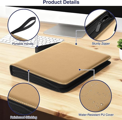MAXECHO 9 Pocket Trading Card Binder, 1008 Pockets in 56 Removable Double-Sided Sleeves, PU Zip Card Collection Storage Organizer Album for Baseball, MTG, TCG, Sports. Gold