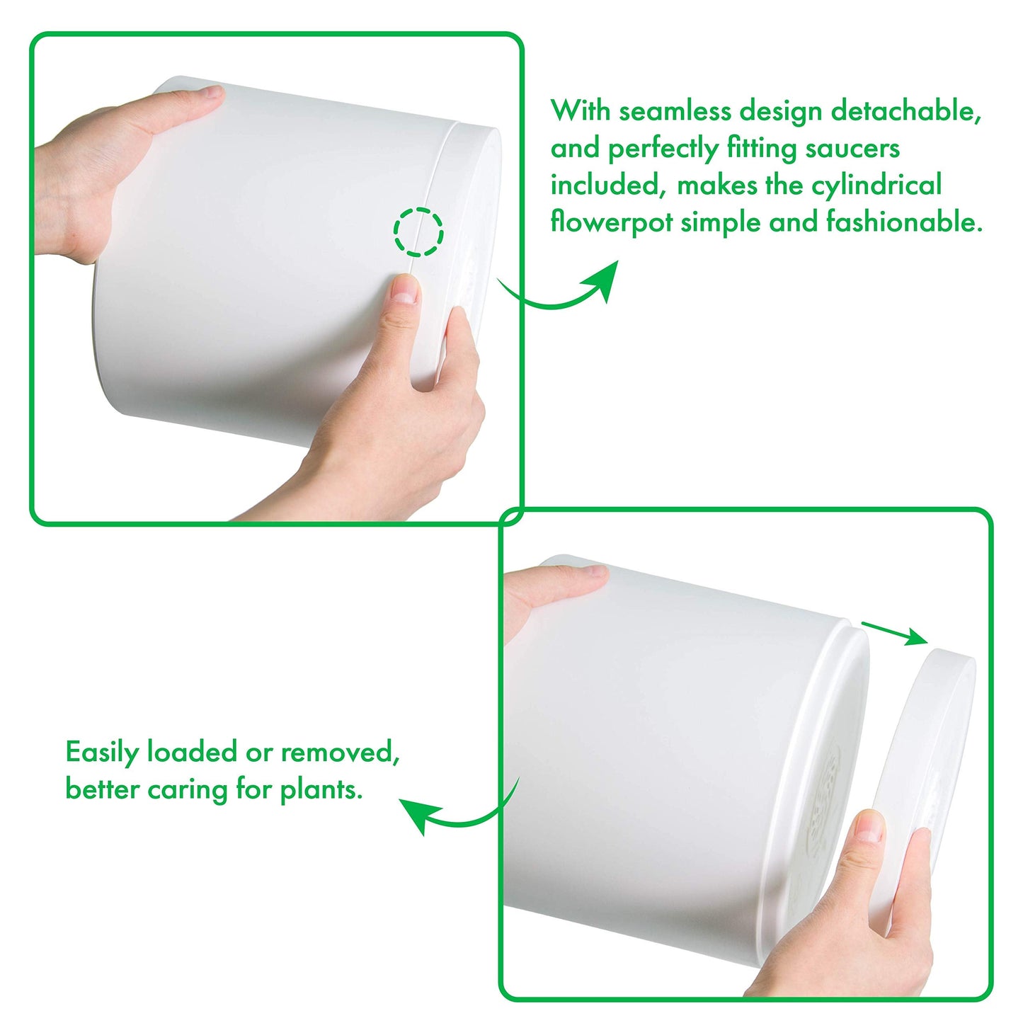 D'vine Dev Pack of 20 Plastic Plant Pots (4 Set of 2 Inch, 2.5 Inch, 3 Inch, 3.5 Inch, 4 Inch) Small Garden Planter Pots for Plant with Drainage Holes and Saucers, White, 74-U-A