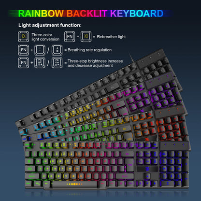 Gaming Keyboard and Mouse,Headphones,Mouse pad，All in One Combo for PC Gamers and Xbox and PS4 Users
