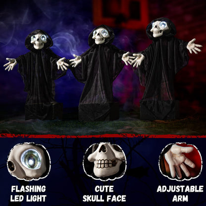Halloween Outdoor Decoration, Halloween Grim Reaper Pathway Lights with Timer, Landscape LED Path Light Stakes, Sidewalk Glowing Lamp, Walkway Lighting Decorative for Garden, Patio, Yard Lawn, (3pack)