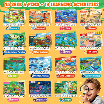 JoyCat Seek & Find Game Book - Animal Preschool Learning Activity for Toddlers & Kids, Travel Activities Toys for Road Trip Car Airplane, Christmas Toys, Educational Gifts for Boys Girls Ages 3-5