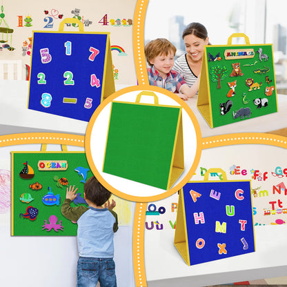 AKAYOK Large Felt Board, 17"x17" Felt Board for Toddlers, Flannel Board for Interactive Storytelling, Visual Schedule & Learning Activities