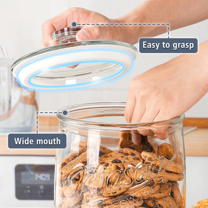 Folinstall 1 Gallon Glass Cookie Jar, Large Glass Jar with Airtight lid, Glass Food Storage Container for Cookies, Candy, Flour, Dog Treats, Coffee, Laundry Room Storage & Pantry