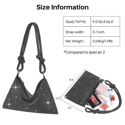 GEMIU Evening Bag Sparkle Purses for Women, Rhinestone Clutch Purse for Women Dressy Sequin Purse Black
