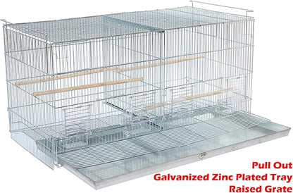 LOT of NO Rust Stainless Galvanized Zinc Plated Stackable Breeder Bird Flight Cage with Removable Center Divider and Breeding Nest Doors 30"x11"x15"H with Rolling Stand