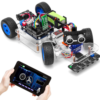 OSOYOO Robot Rc Smart Car DIY Kit to Build for Adults Teens with Servo Power Steering Motor, WiFi, Bluetooth, Code Programmable Compatible with Arduino