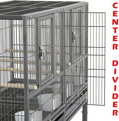 Double Stackable Center Divided Side Nesting Box Doors Breeder Breeding Bird Flight Double Rolling Cage for Aviaries Canaries Cockatiels Lovebirds Finches Budgies Small Parrots