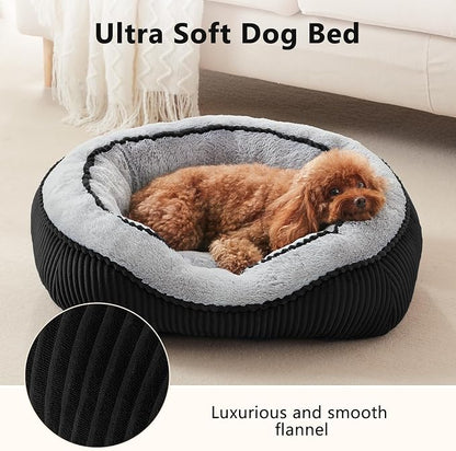 Dog Beds for Small Medium Large Dogs & Cats. Washable Pet Bed, Orthopedic Dog Sofa Bed, Soft Calming Sleeping Warming Puppy Bed (Black, Small-(20’’x 19’’x 6’’))